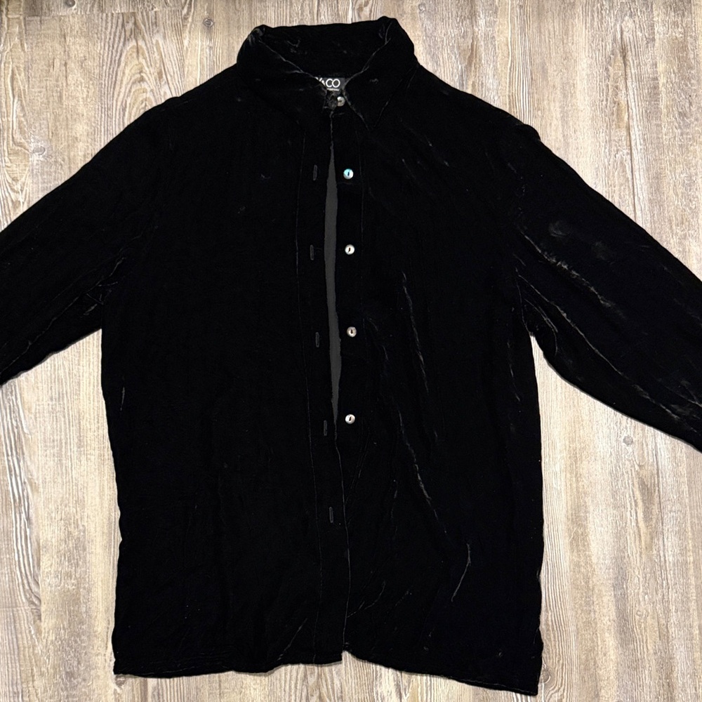 New York & Company Black Velvet Shirt